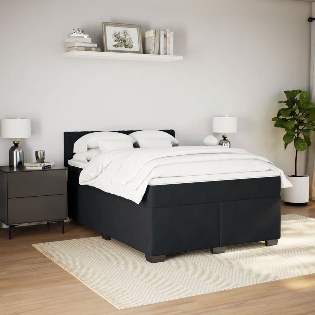 vidaXL Boxspring met matras fluweel zwart 160x200 cm afbeelding