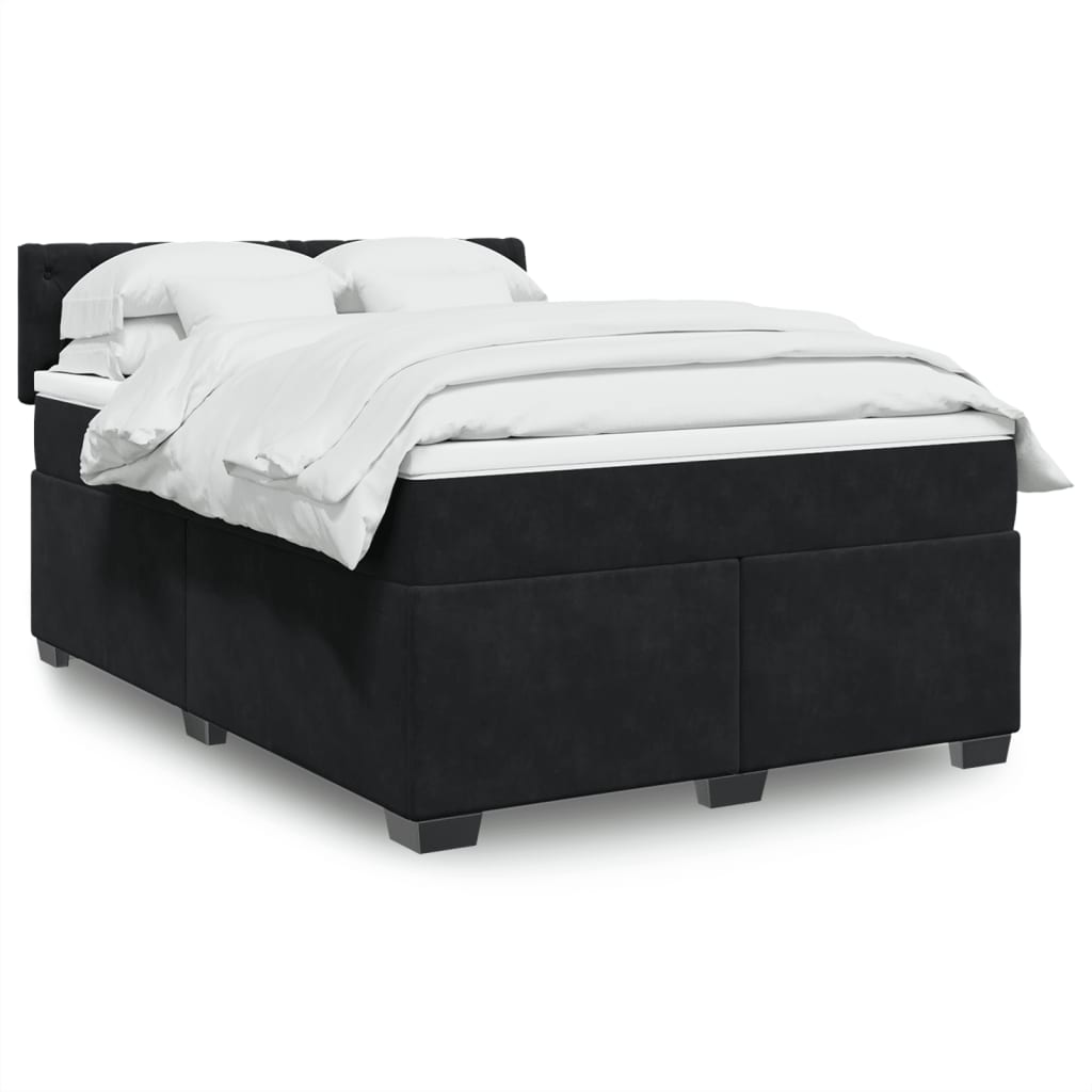 Boxspringbett mit Matratze Schwarz 160×200 cm Samt