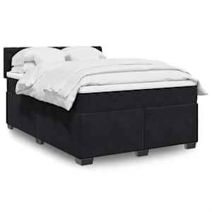 Box spring postel s matrací černá 160x200 cm samet - obrázek 1