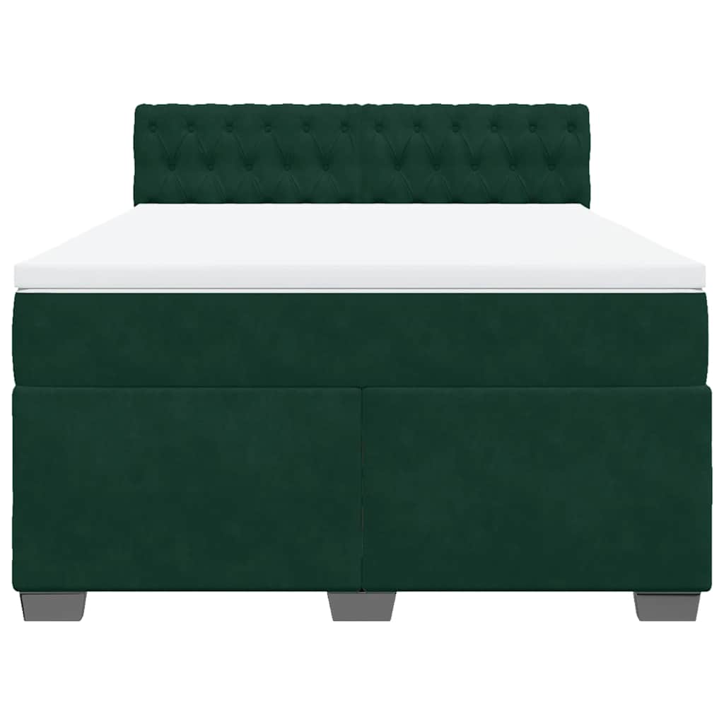 vidaXL Boxspring met matras fluweel donkergroen 160x200 cm groen, foto 4