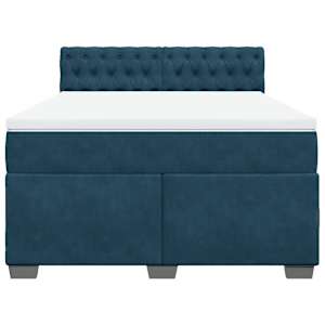 Box spring postel s matrací modrá 160 x 200 cm samet - obrázek 4