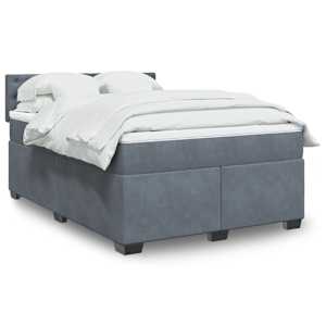 Box spring postelja z vzmetnico temno siva 160x200 cm žamet