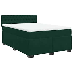 Box spring postel s matrací tmavě zelená 160x200 cm samet - obrázek 2