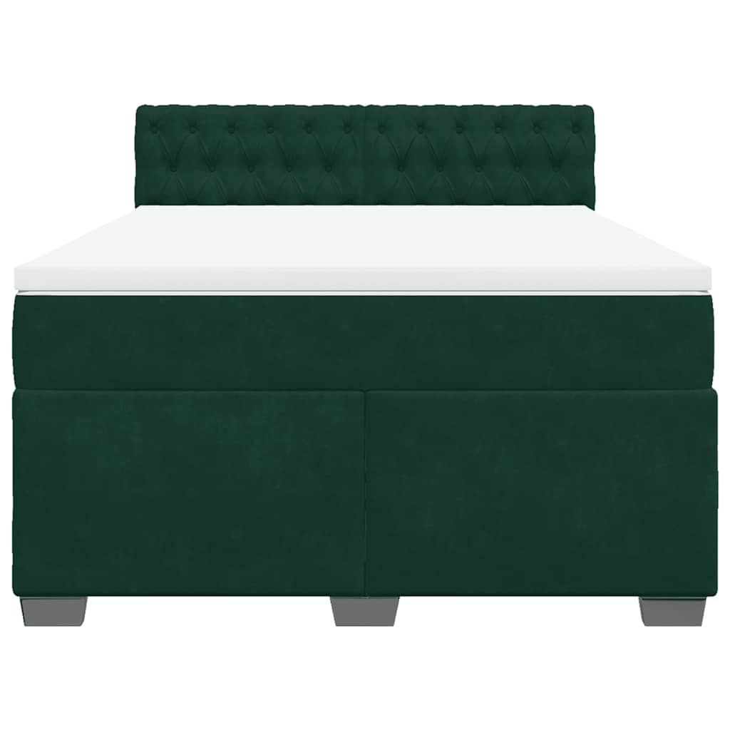 vidaXL Boxspring met matras fluweel donkergroen 160x200 cm groen, foto 4