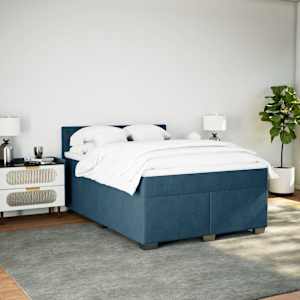 Box spring postel s matrací modrá 160 x 200 cm samet - obrázek 3