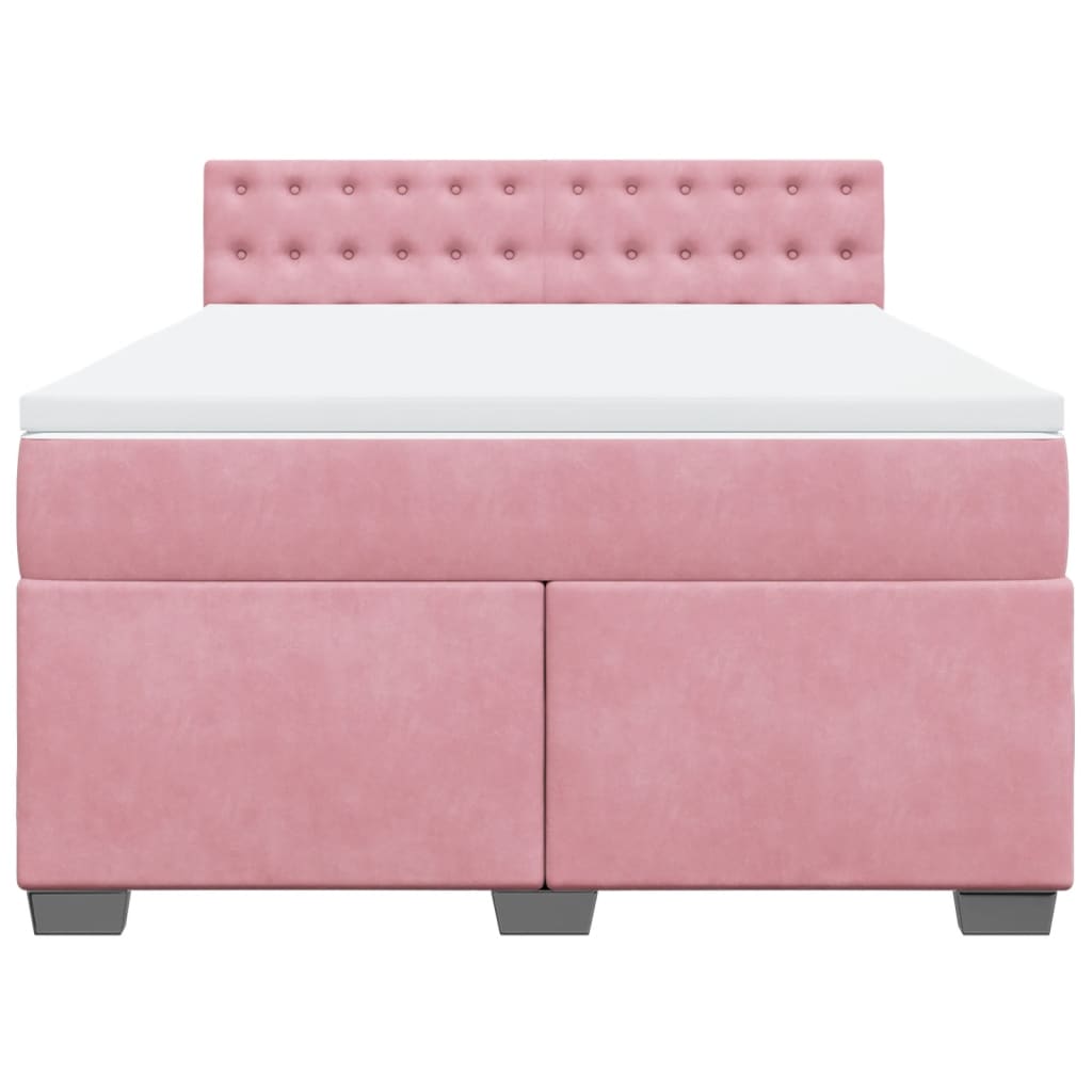 vidaXL Boxspring met matras fluweel roze 160x200 cm, foto 4