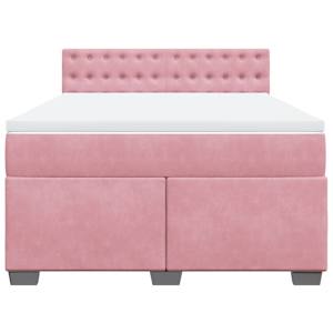 Box spring postel s matrací růžová 160x200 cm samet - obrázek 4