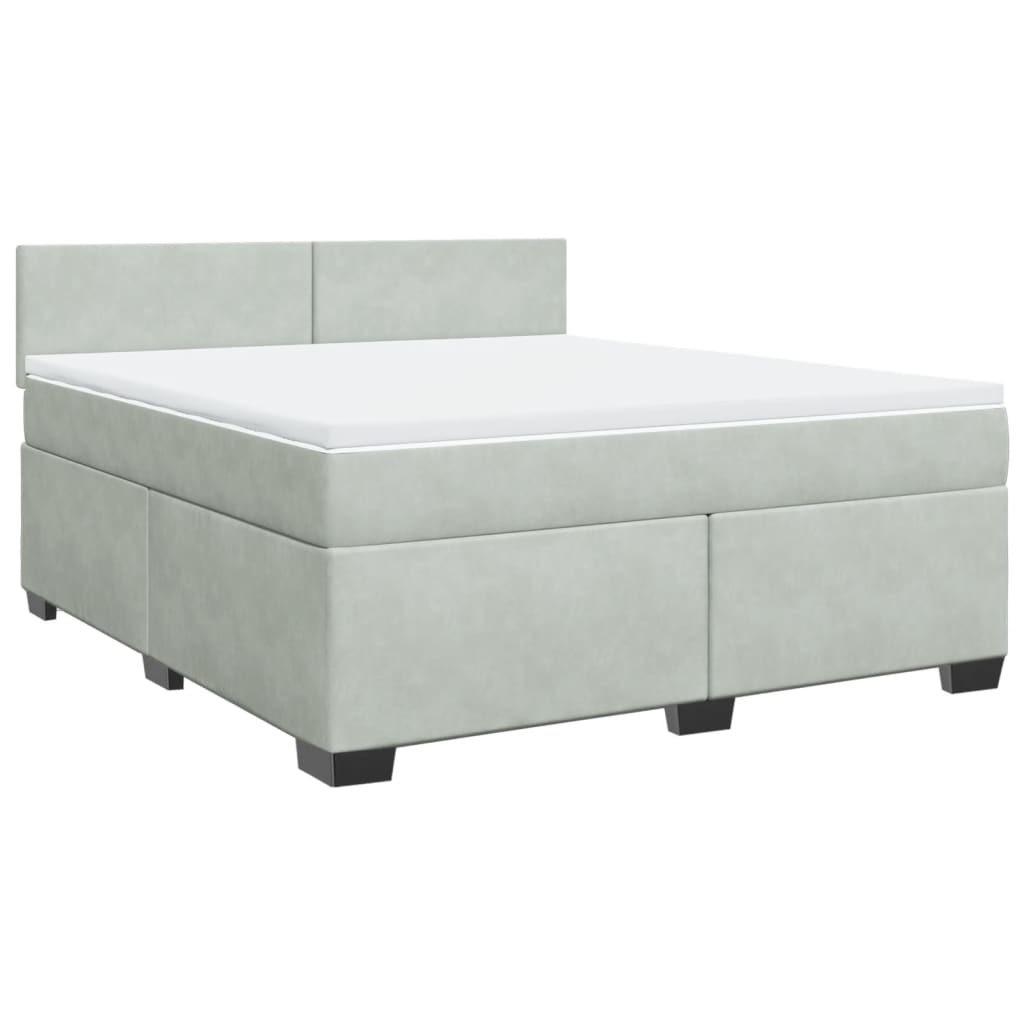 vidaXL Boxspring met matras fluweel lichtgrijs 180x200 cm grijs, foto 3