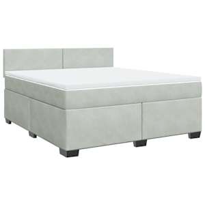 Box spring postel s matrací světle šedá 180x200 cm samet - obrázek 2