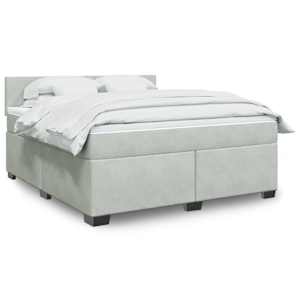 Box spring postel s matrací světle šedá 180x200 cm samet - obrázek 1