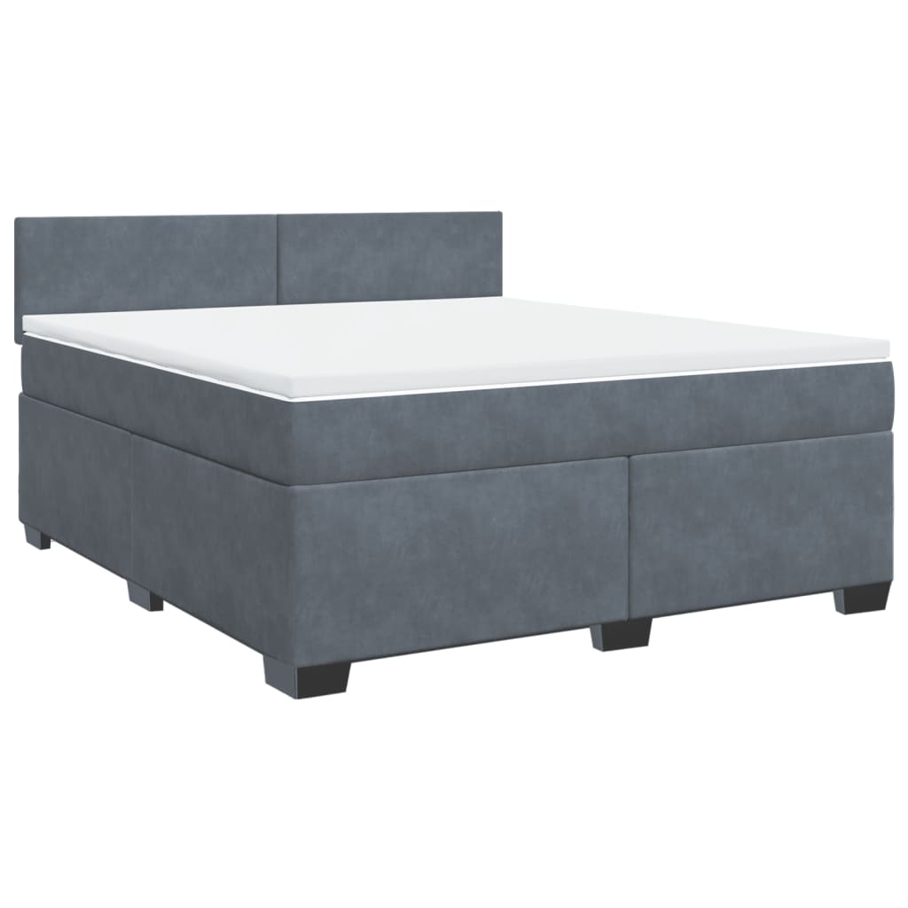 vidaXL Boxspring met matras fluweel donkergrijs 180x200 cm grijs, foto 3