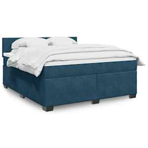 Box spring postel s matrací modrá 180 x 200 cm samet - obrázek 1