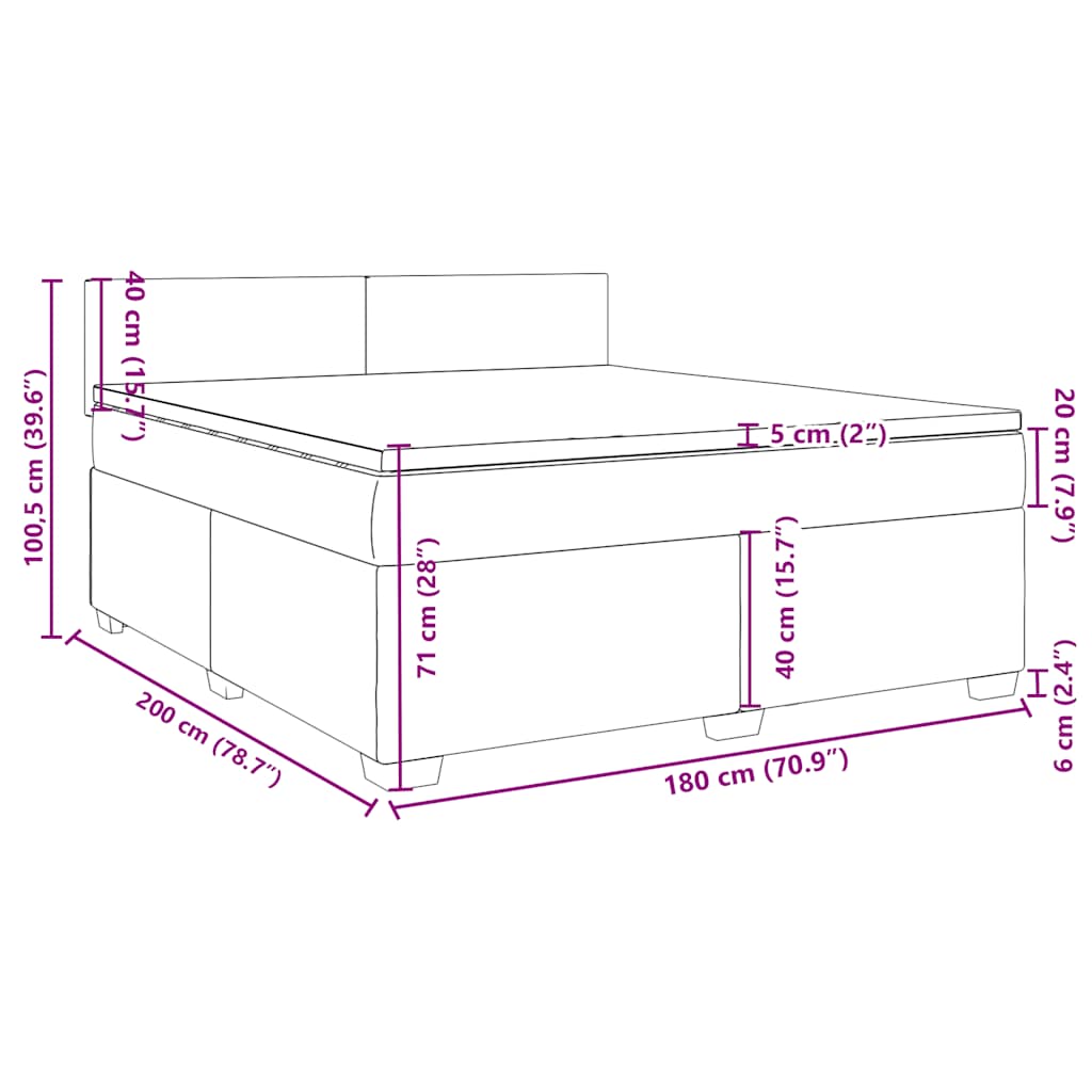 Box spring postel s matrací modrá 180 x 200 cm samet - obrázek 13