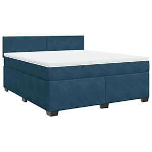 Box spring postel s matrací modrá 180 x 200 cm samet - obrázek 2