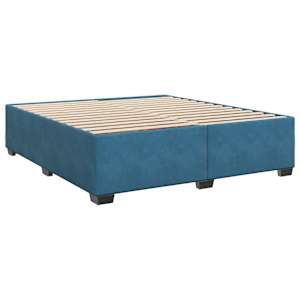 Box spring postelja z vzmetnico modra 180x200 cm žamet - slika 5