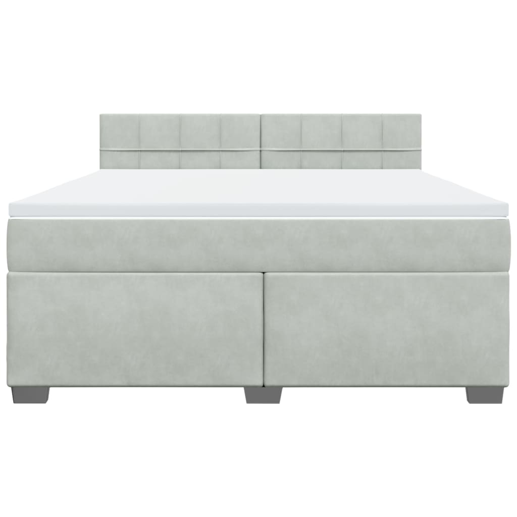 vidaXL Boxspring met matras fluweel lichtgrijs 180x200 cm grijs, foto 4