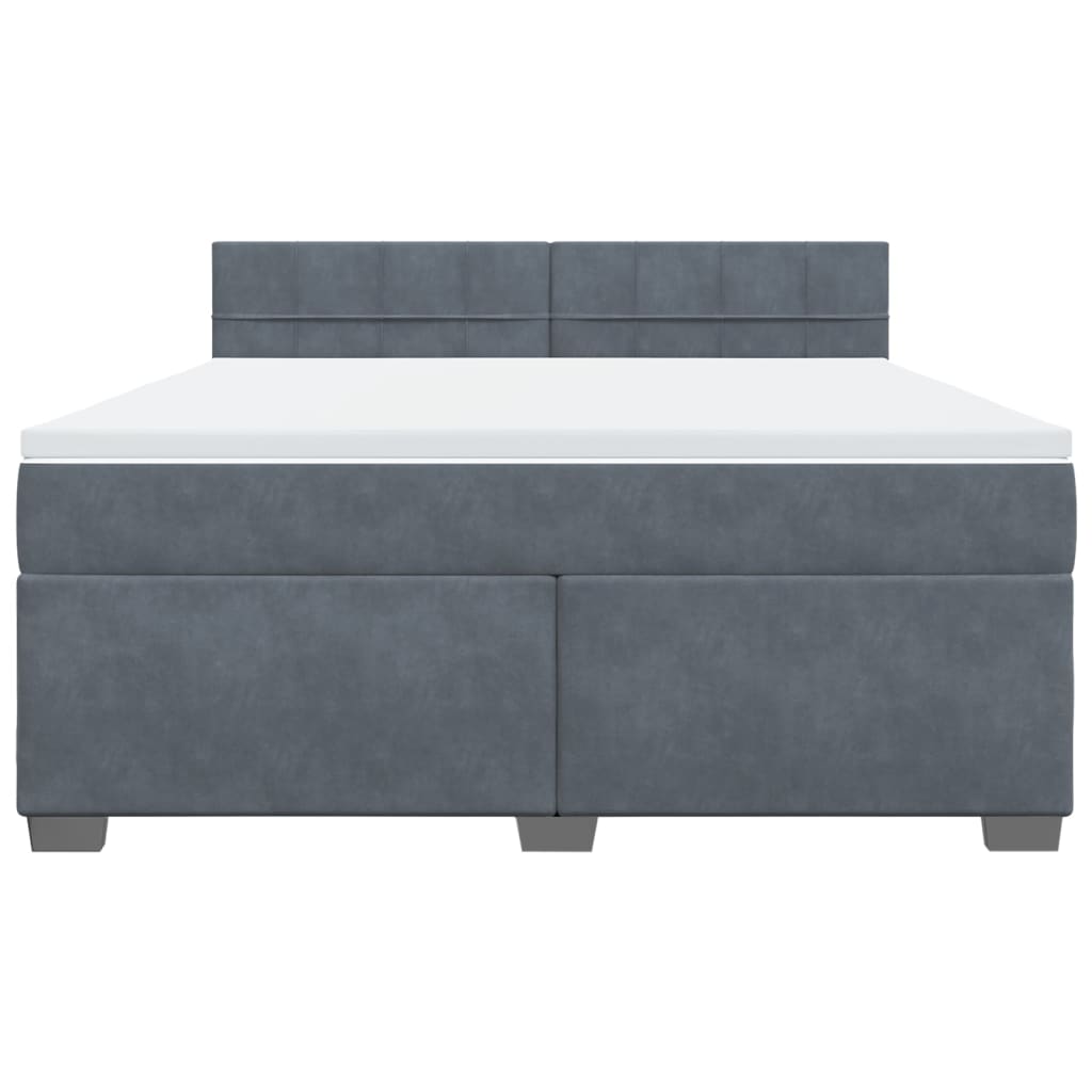 vidaXL Boxspring met matras fluweel donkergrijs 180x200 cm grijs, foto 4