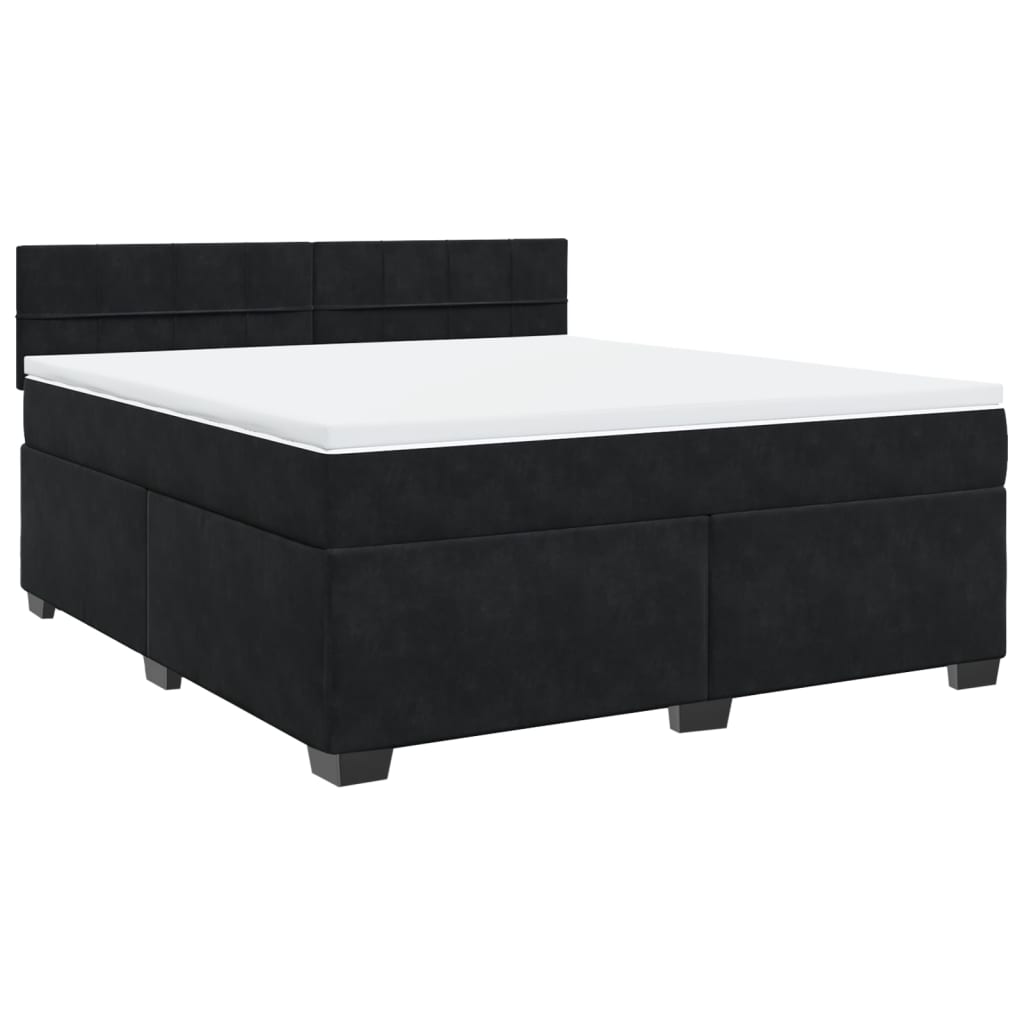 vidaXL Box spring postel s matrací černá 180x200 cm samet