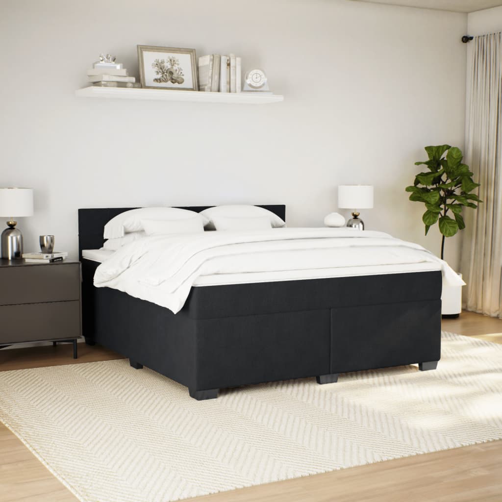 vidaXL Boxspring met matras fluweel zwart 180x200 cm afbeelding