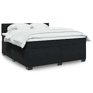 Box spring postelja z vzmetnico črna 180x200 cm žamet