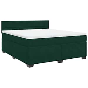 Box spring postel s matrací tmavě zelená 180x200 cm samet - obrázek 2
