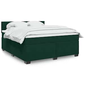 Box spring postel s matrací tmavě zelená 180x200 cm samet - obrázek 1