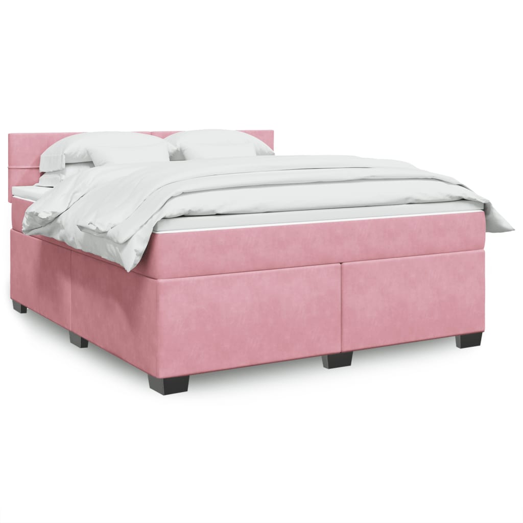 Boxspringbett mit Matratze Rosa 180×200 cm Samt