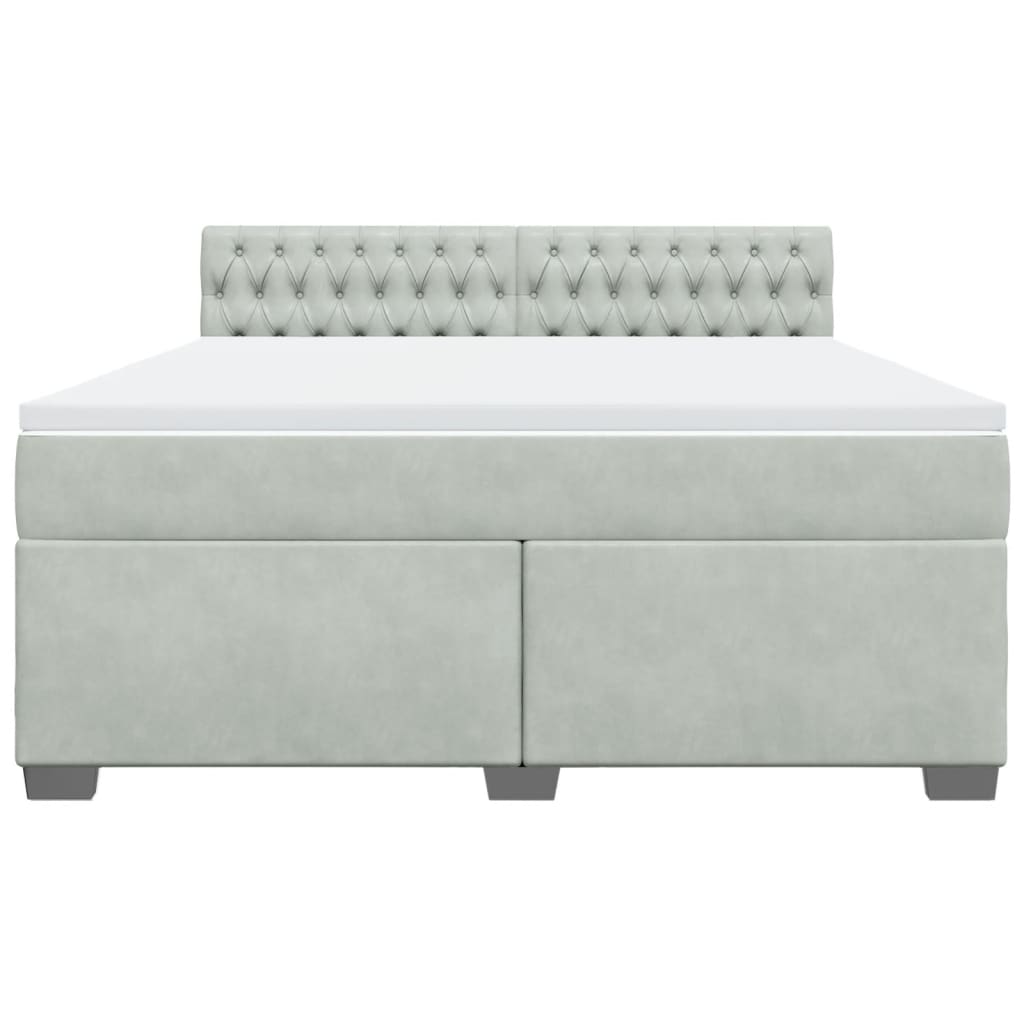 vidaXL Boxspring met matras fluweel lichtgrijs 180x200 cm grijs, foto 4