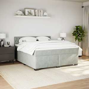 Box spring postel s matrací světle šedá 180x200 cm samet - obrázek 3