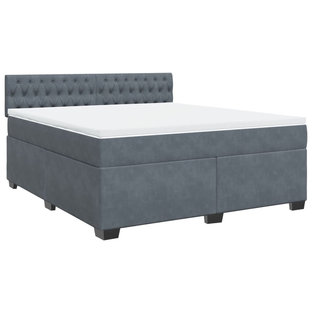 vidaXL Box spring postel s matrací tmavě šedá 180x200 cm samet