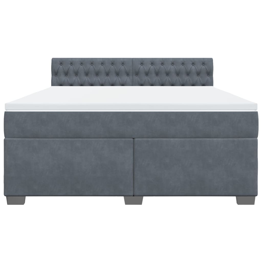 vidaXL Boxspring met matras fluweel donkergrijs 180x200 cm grijs, foto 4