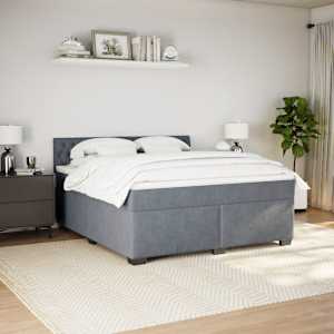 Box spring postel s matrací tmavě šedá 180x200 cm samet - obrázek 3
