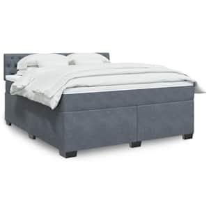 Box spring postelja z vzmetnico temno siva 180x200 cm žamet