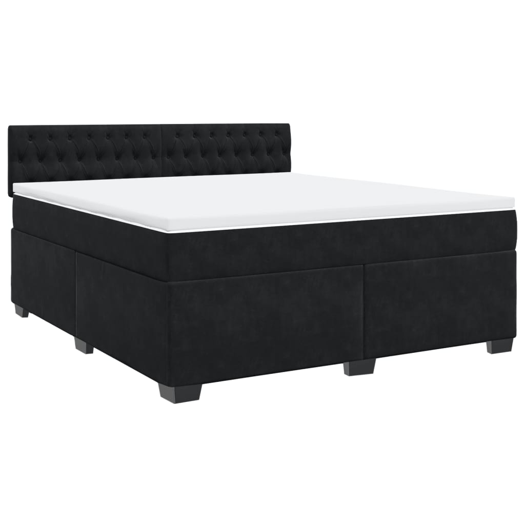 vidaXL Boxspring met matras fluweel zwart 180x200 cm, foto 3