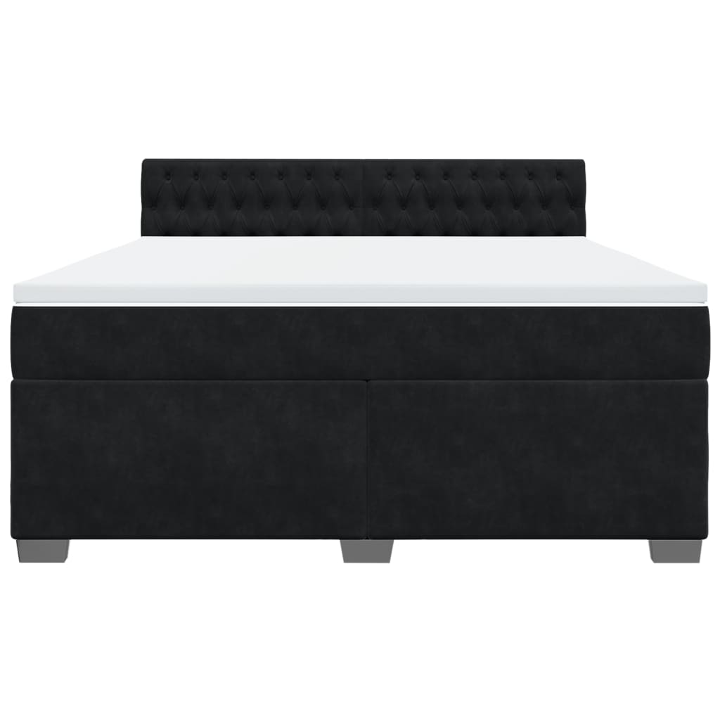 vidaXL Boxspring met matras fluweel zwart 180x200 cm, foto 4