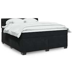 Box spring postelja z vzmetnico črna 180x200 cm žamet