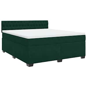 Box spring postel s matrací tmavě zelená 180x200 cm samet - obrázek 2