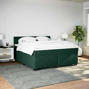 Box spring postel s matrací tmavě zelená 180x200 cm samet - obrázek 3