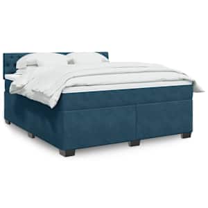 Box spring postel s matrací modrá 180 x 200 cm samet - obrázek 1
