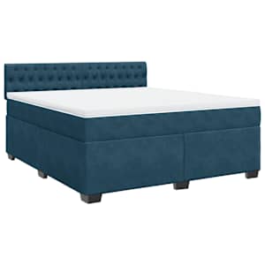 Box spring postel s matrací modrá 180 x 200 cm samet - obrázek 2