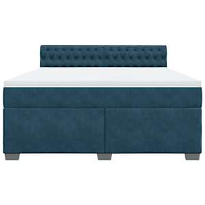 Box spring postel s matrací modrá 180 x 200 cm samet - obrázek 4