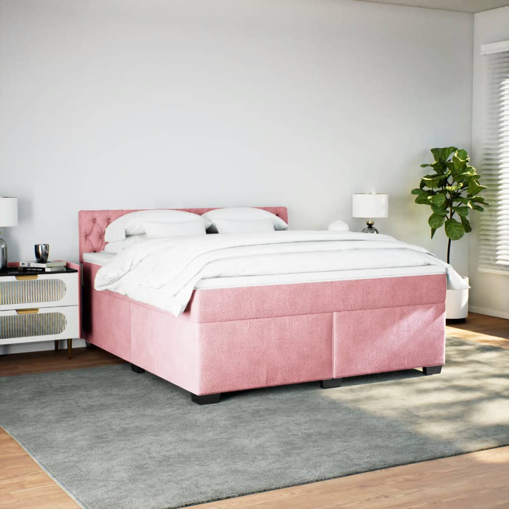 Thumbnail - vidaXL Boxspringbett mit Matratze Rosa 180x200 cm Samt