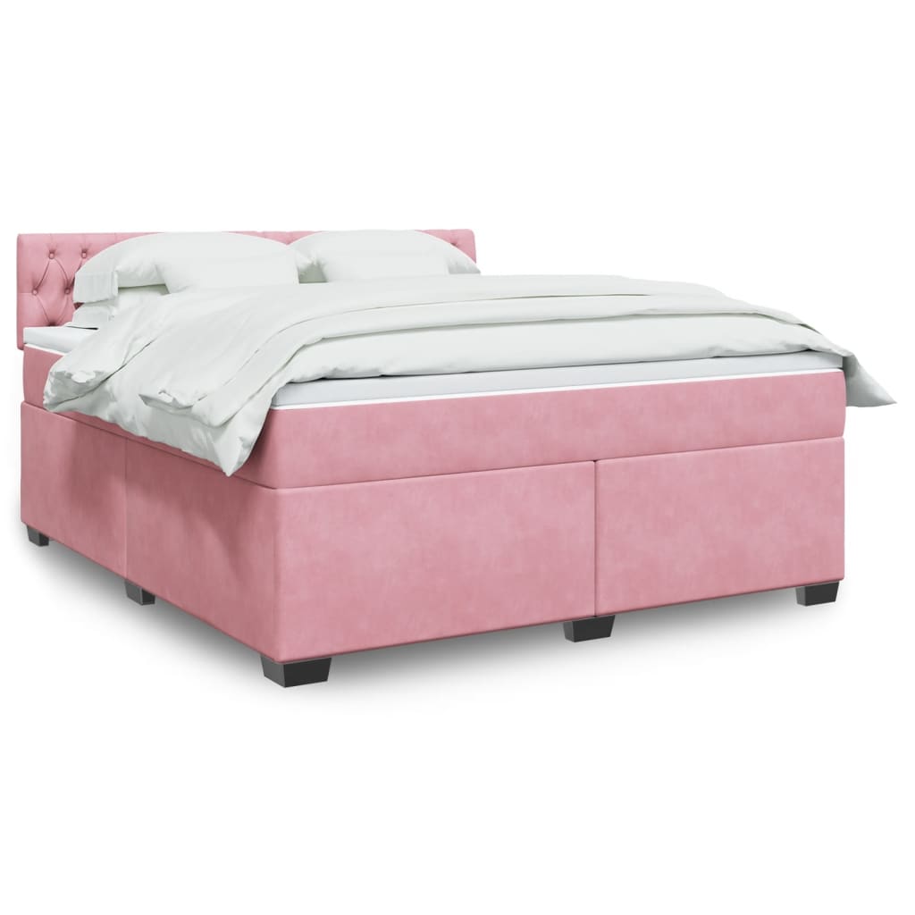 vidaXL Boxspringbett mit Matratze Rosa 180x200 cm Samt