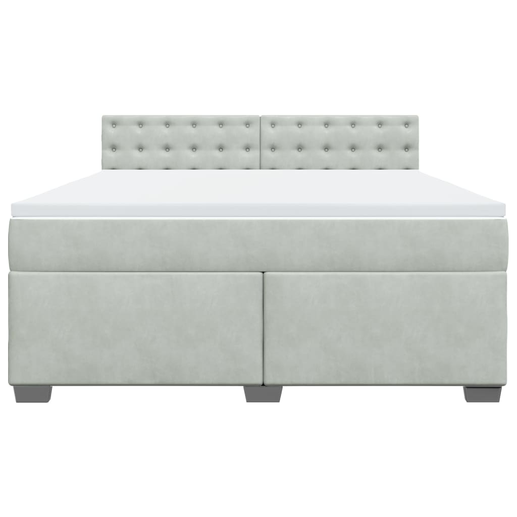 vidaXL Boxspring met matras fluweel lichtgrijs 180x200 cm grijs, foto 4