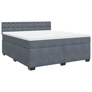 Box spring postel s matrací tmavě šedá 180x200 cm samet - obrázek 2