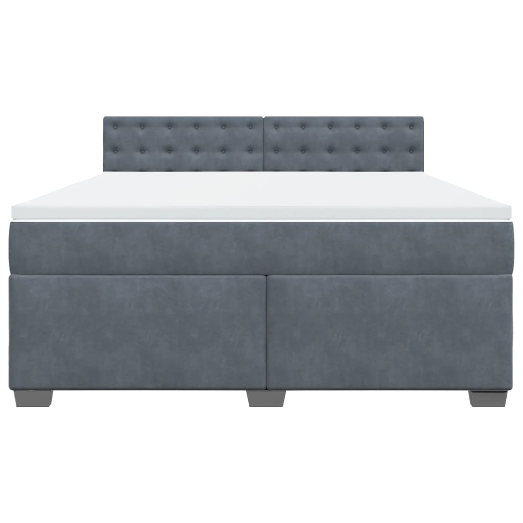 vidaXL Boxspring met matras fluweel donkergrijs 180x200 cm grijs, foto 4