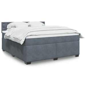 Box spring postelja z vzmetnico temno siva 180x200 cm žamet