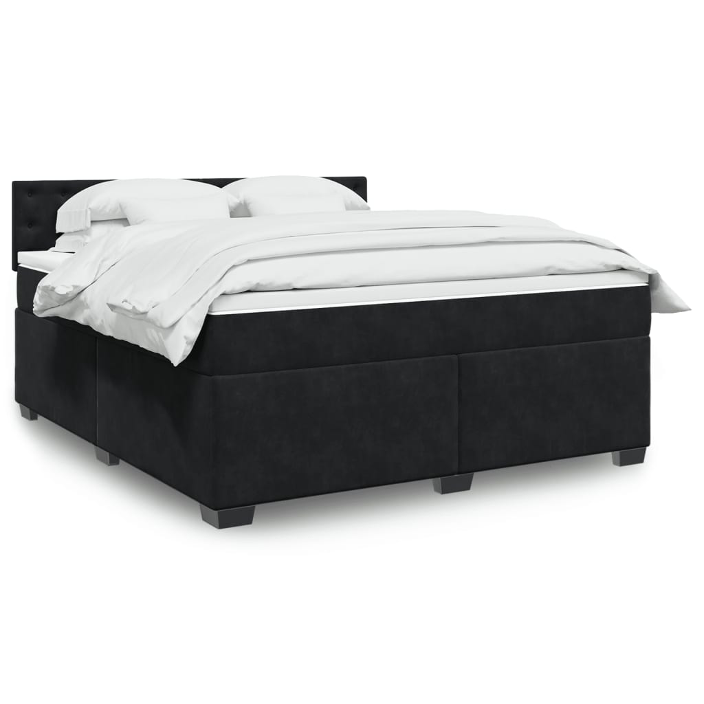 vidaXL Boxspringbett mit Matratze Schwarz 180x200 cm Samt