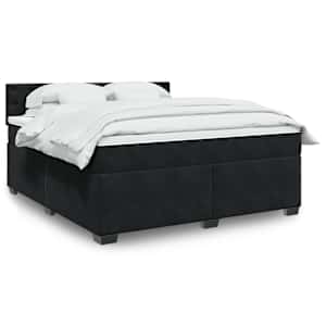Box spring postelja z vzmetnico črna 180x200 cm žamet