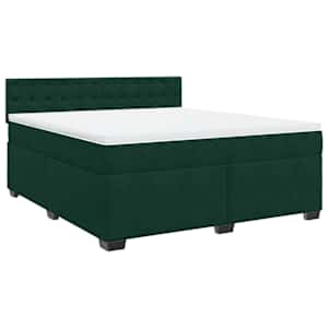 Box spring postel s matrací tmavě zelená 180x200 cm samet - obrázek 2